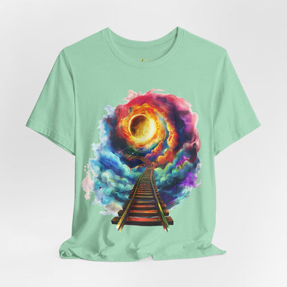 Unisex T-Shirt with 3D Watercolor Universe and an Abstract Representation with a Sun