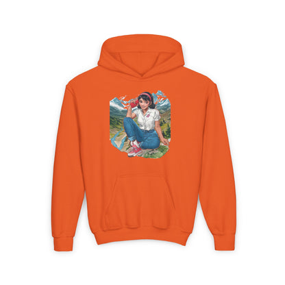 Orange Soft and warm youth hooded sweatshirt
