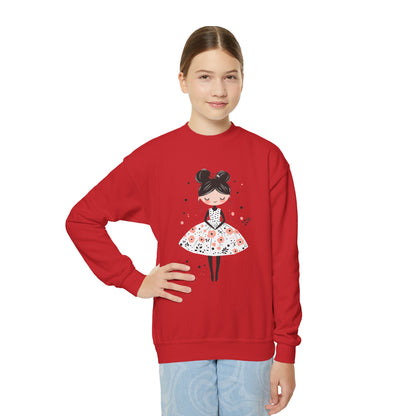 Youth Crewneck Sweatshirt - Cute Ballerina Girl Clip Art Design Sweatshirt