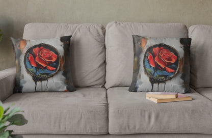 Rose Oil colored and Miniature Square Cushion white