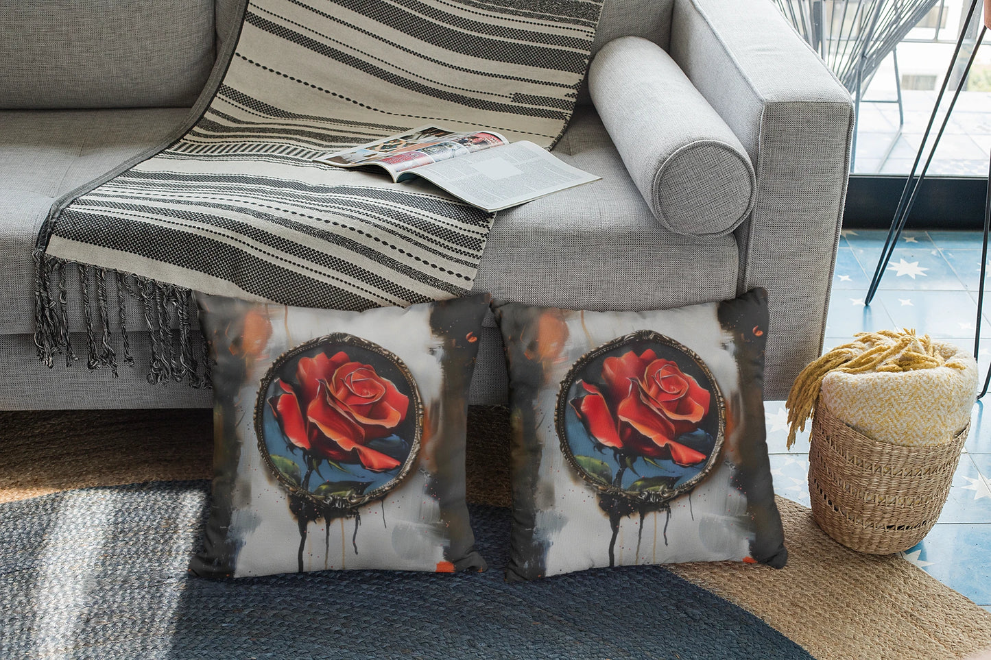 Rose Oil colored and Miniature Square Cushion white