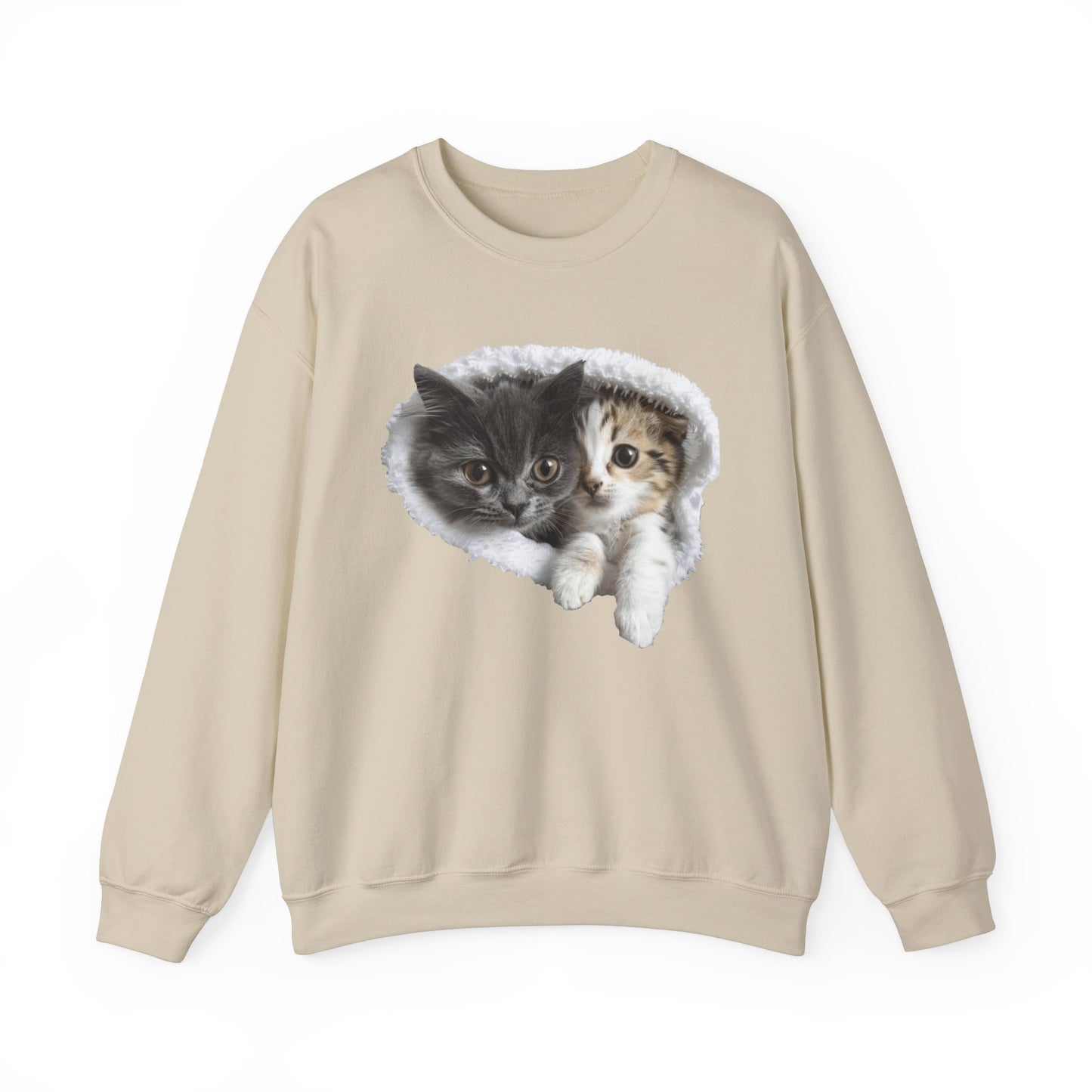 Cat-themed crewneck sweatshirt