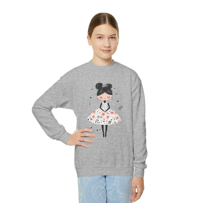 Youth Crewneck Sweatshirt - Cute Ballerina Girl Clip Art Design Sweatshirt