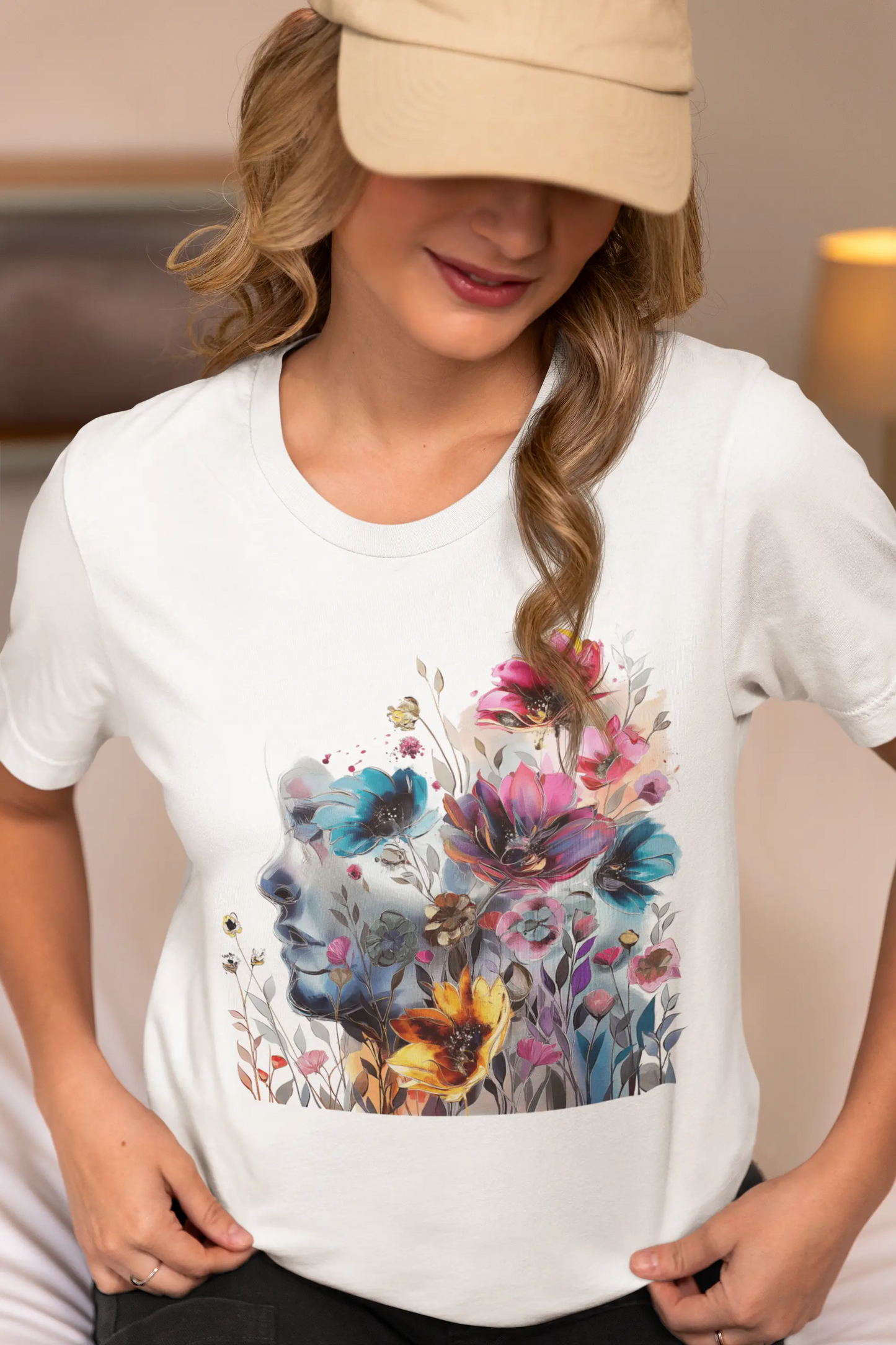 Floral Watercolor T-shirt for Women - Vibrant Artistic Tee - Paraw