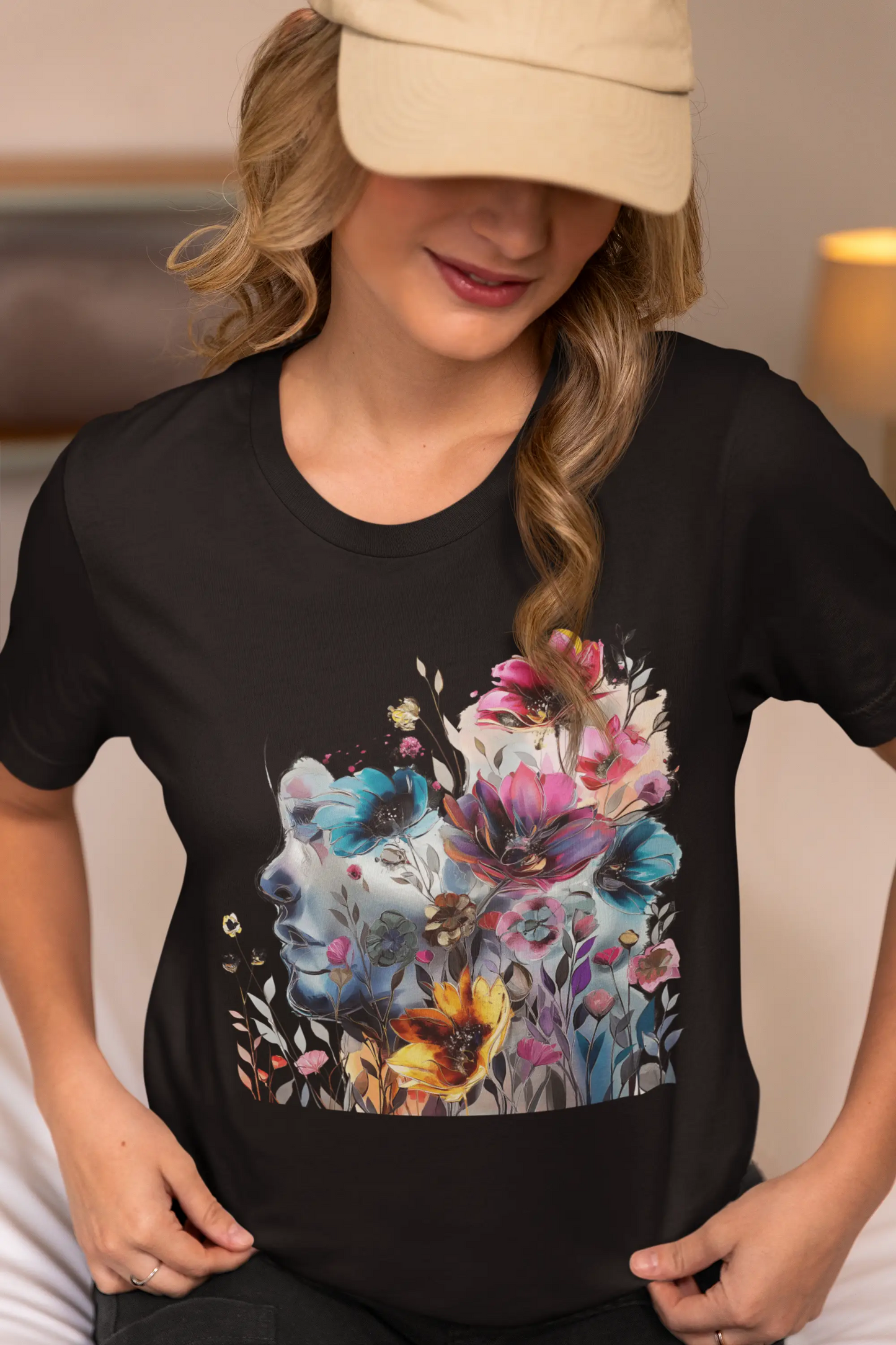 Floral Watercolor T-shirt for Women - Vibrant Artistic Tee - Paraw