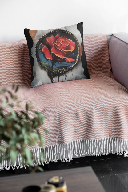 Rose Oil colored and Miniature Square Cushion Black